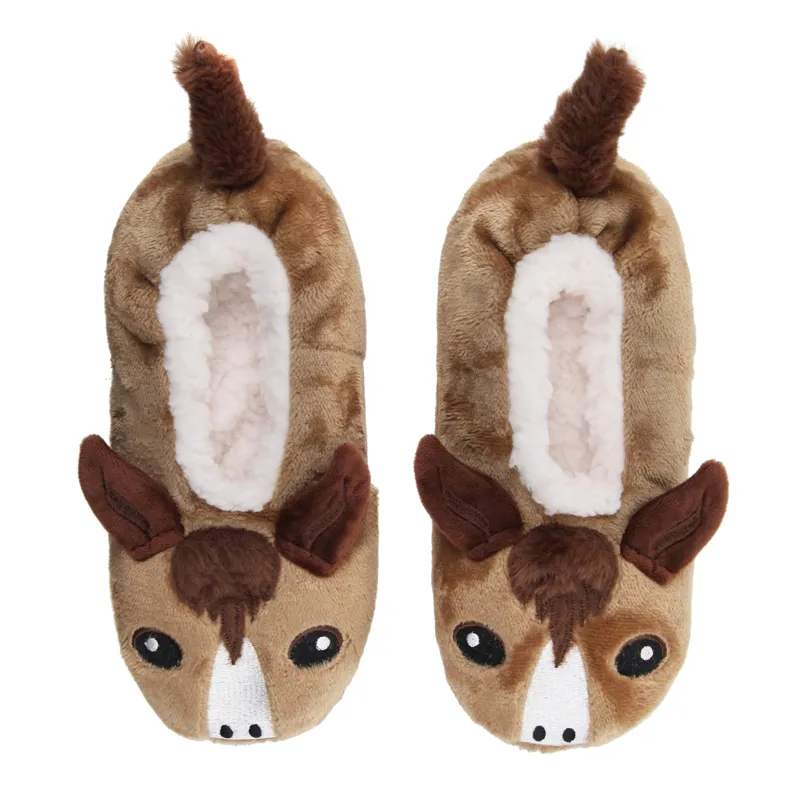 Wild Feet Kids Fluffy Footsie Horse Slippers-1